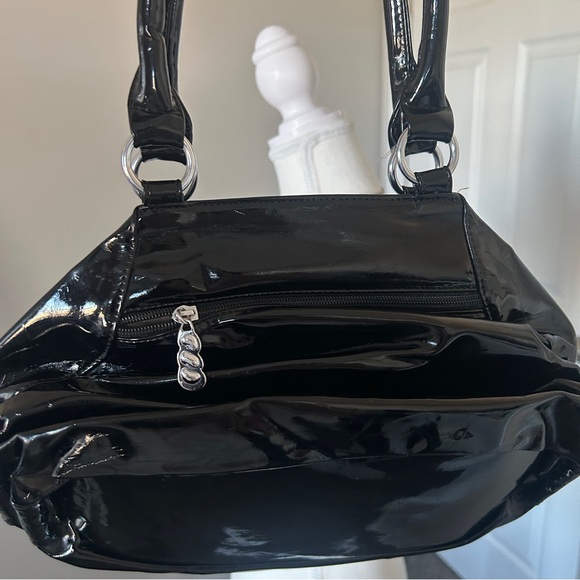 Y2K Black and Purple Faux Leather Rose Floral Style Shoulder Bag - Picture 6 of 7